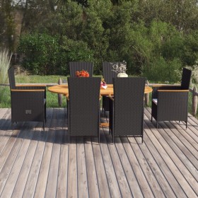 Garten-Essgruppe 7-teilig aus schwarzem synthetischem Rattan von vidaXL, Gartensets - Ref: Foro24-3070769, Preis: 1,00 €, Rab...