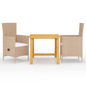 3-teiliges beige Garten-Esszimmerset von vidaXL, Gartensets - Ref: Foro24-3068707, Preis: 304,11 €, Rabatt: %