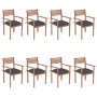 Stackable garden chairs 8 units teak wood with cushions by vidaXL, Garden chairs - Ref: Foro24-3072615, Price: 665,62 €, Disc...