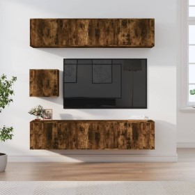 TV-Möbelset 7-teilig aus geräuchertem Eichensperrholz von vidaXL, TV-Möbel - Ref: Foro24-3188667, Preis: 237,99 €, Rabatt: %