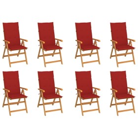 Reclining garden chairs with cushions 8 pcs solid teak by vidaXL, Garden chairs - Ref: Foro24-3072547, Price: 880,99 €, Disco...