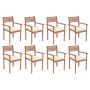 Stackable garden chairs 8 pcs teak wood with cushions by vidaXL, Garden chairs - Ref: Foro24-3072602, Price: 650,04 €, Discou...