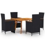 Juego de comedor para jardín 5 piezas negro de vidaXL, Conjuntos de jardín - Ref: Foro24-3071955, Precio: 695,73 €, Descuento: %