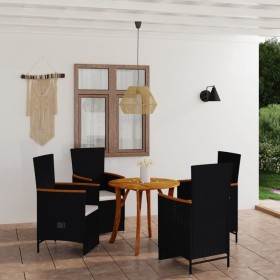 Juego de comedor para jardín 5 piezas negro de vidaXL, Conjuntos de jardín - Ref: Foro24-3071775, Precio: 603,33 €, Descuento: %