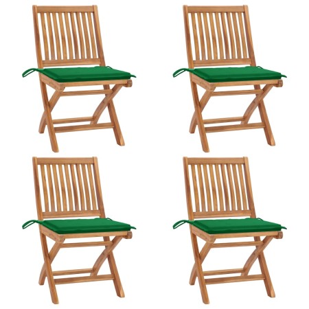 Folding garden chairs 4 pcs solid teak wood with cushions by vidaXL, Garden chairs - Ref: Foro24-3072812, Price: 368,57 €, Di...