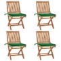 Folding garden chairs 4 pcs solid teak wood with cushions by vidaXL, Garden chairs - Ref: Foro24-3072812, Price: 368,57 €, Di...