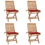 Folding garden chairs 4 pcs solid teak wood with cushions by vidaXL, Garden chairs - Ref: Foro24-3072813, Price: 344,16 €, Di...