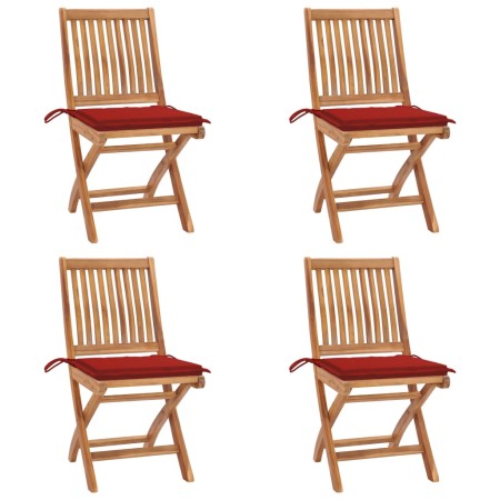 Folding garden chairs 4 pcs solid teak wood with cushions by vidaXL, Garden chairs - Ref: Foro24-3072813, Price: 344,16 €, Di...