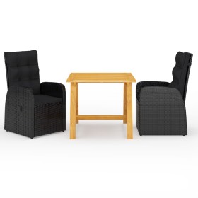 Juego de comedor para jardín 3 piezas negro de vidaXL, Conjuntos de jardín - Ref: Foro24-3068711, Precio: 399,99 €, Descuento: %