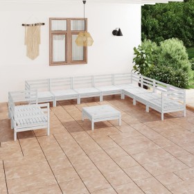 11-teiliges Gartenmöbel-Set aus massivem Kiefernholz weiß von vidaXL, Gartensets - Ref: Foro24-3083200, Preis: 578,99 €, Raba...