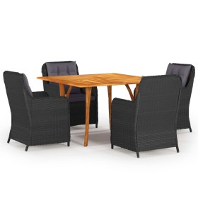 Juego de comedor para jardín 5 piezas negro de vidaXL, Conjuntos de jardín - Ref: Foro24-3071965, Precio: 753,99 €, Descuento: %