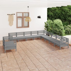 Garden furniture set 11 pieces solid gray pine wood by vidaXL, Garden sets - Ref: Foro24-3083206, Price: 544,52 €, Discount: %