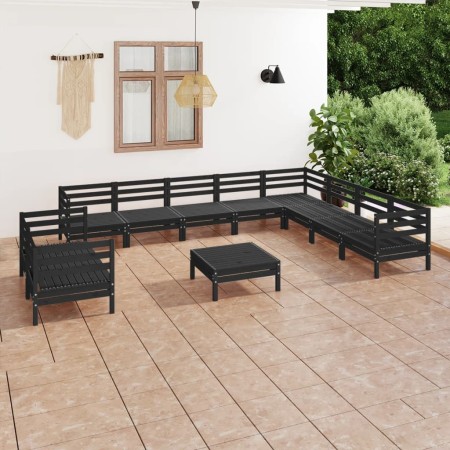 Juego de muebles de jardín 11 pzas madera maciza de pino negro de vidaXL, Conjuntos de jardín - Ref: Foro24-3083203, Precio: ...