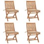 Folding garden chairs 4 pcs solid teak wood with cushions by vidaXL, Garden chairs - Ref: Foro24-3072810, Price: 344,16 €, Di...