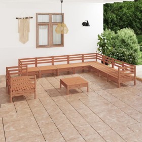 Juego muebles de jardín 11 pzas madera maciza pino marrón miel de vidaXL, Conjuntos de jardín - Ref: Foro24-3083202, Precio: ...