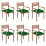 Stackable garden chairs 6 pcs teak wood with cushions by vidaXL, Garden chairs - Ref: Foro24-3072592, Price: 510,56 €, Discou...