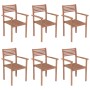 Stackable garden chairs 6 pcs teak wood with cushions by vidaXL, Garden chairs - Ref: Foro24-3072592, Price: 510,56 €, Discou...