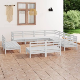 Juego de muebles de jardín 11 piezas madera maciza pino blanco de vidaXL, Conjuntos de jardín - Ref: Foro24-3083155, Precio: ...