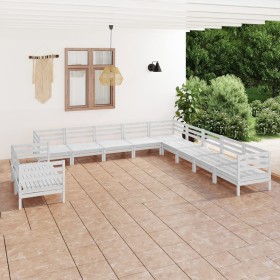 Gartenmöbel-Set 11-teilig aus massivem weißem Kiefernholz von vidaXL, Gartensets - Ref: Foro24-3083205, Preis: 503,99 €, Raba...