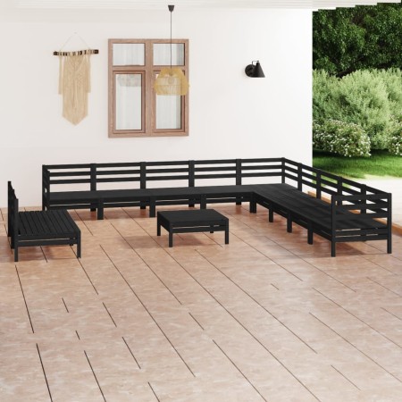 Gartenmöbel-Set 12-teilig aus massivem schwarzem Kiefernholz von vidaXL, Gartensets - Ref: Foro24-3083153, Preis: 559,10 €, R...