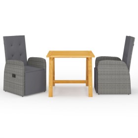 Gray 3-piece garden dining set by vidaXL, Garden sets - Ref: Foro24-3068712, Price: 494,99 €, Discount: %