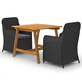 Juego de comedor para jardín 3 piezas negro de vidaXL, Conjuntos de jardín - Ref: Foro24-3068714, Precio: 377,99 €, Descuento: %