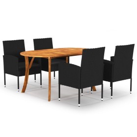 Juego de comedor para jardín de 5 piezas negro de vidaXL, Conjuntos de jardín - Ref: Foro24-3072043, Precio: 478,99 €, Descue...