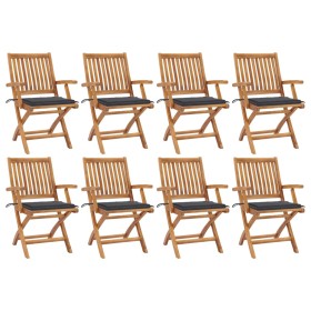 Folding garden chairs 8 pcs solid teak wood with cushions by vidaXL, Garden chairs - Ref: Foro24-3072777, Price: 987,99 €, Di...