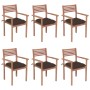 Stackable garden chairs 6 pcs teak wood with cushions by vidaXL, Garden chairs - Ref: Foro24-3072595, Price: 499,89 €, Discou...