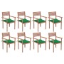 Stackable garden chairs 8 units teak wood with cushions by vidaXL, Garden chairs - Ref: Foro24-3072605, Price: 637,92 €, Disc...