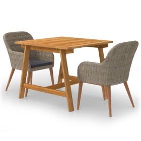 Brown 3-Piece Garden Dining Set by vidaXL, Garden sets - Ref: Foro24-3068719, Price: 332,67 €, Discount: %