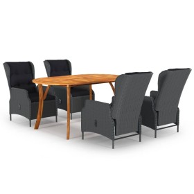 Juego de comedor para jardín de 5 piezas gris oscuro de vidaXL, Conjuntos de jardín - Ref: Foro24-3072044, Precio: 1,00 €, De...