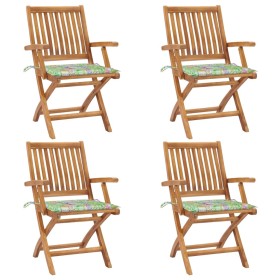 Folding garden chairs 4 pcs solid teak wood with cushions by vidaXL, Garden chairs - Ref: Foro24-3072735, Price: 406,99 €, Di...