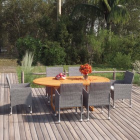 Juego de comedor de jardín 7 piezas ratán sintético gris de vidaXL, Conjuntos de jardín - Ref: Foro24-3070752, Precio: 704,14...