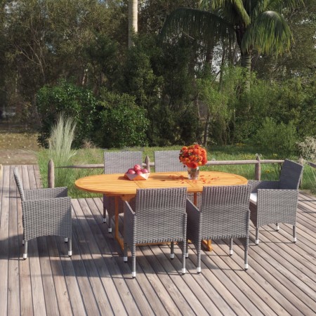 Garden dining set 7 pieces gray synthetic rattan by vidaXL, Garden sets - Ref: Foro24-3070752, Price: 702,30 €, Discount: %