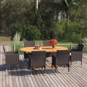 7-piece garden dining set in brown synthetic rattan by vidaXL, Garden sets - Ref: Foro24-3070754, Price: 659,03 €, Discount: %