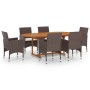 7-piece garden dining set in brown synthetic rattan by vidaXL, Garden sets - Ref: Foro24-3070754, Price: 677,94 €, Discount: %