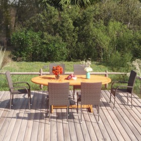 7-teiliges braunes Garten-Ess-Set aus synthetischem Rattan von vidaXL, Gartensets - Ref: Foro24-3070757, Preis: 542,48 €, Rab...