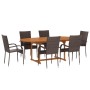 Set de comedor de jardín de 7 piezas ratán sintético marrón de vidaXL, Conjuntos de jardín - Ref: Foro24-3070757, Precio: 542...