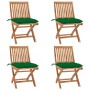 Folding garden chairs 4 pcs solid teak wood with cushions by vidaXL, Garden chairs - Ref: Foro24-3072827, Price: 351,37 €, Di...