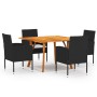 Juego de comedor para jardín de 5 piezas negro de vidaXL, Conjuntos de jardín - Ref: Foro24-3071970, Precio: 475,14 €, Descue...