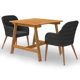 Juego de comedor para jardín 3 piezas negro de vidaXL, Conjuntos de jardín - Ref: Foro24-3068718, Precio: 296,99 €, Descuento: %