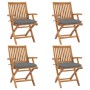 Folding garden chairs 4 pcs solid teak wood with cushions by vidaXL, Garden chairs - Ref: Foro24-3072739, Price: 494,42 €, Di...