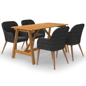 5-piece black garden dining set by vidaXL, Garden sets - Ref: Foro24-3068773, Price: 514,46 €, Discount: %