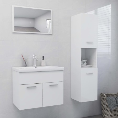 Glossy white engineered wood bathroom furniture set by vidaXL, Bathroom furniture - Ref: Foro24-3070961, Price: 123,77 €, Dis...