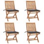 Folding garden chairs and cushions 4 units solid teak wood by vidaXL, Garden chairs - Ref: Foro24-3072807, Price: 344,34 €, D...