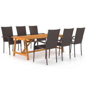 Brown 7-piece garden dining set by vidaXL, Garden sets - Ref: Foro24-3068806, Price: 556,94 €, Discount: %