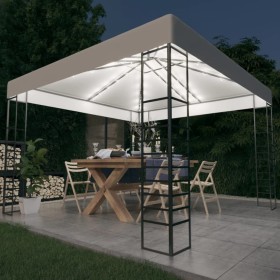 Carpa cenador de jardín con tira de luces LED 3x3 m blanco de vidaXL, Carpas y cenadores - Ref: Foro24-3070305, Precio: 250,9...