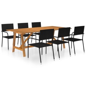 Juego de comedor de jardín 7 piezas negro de vidaXL, Conjuntos de jardín - Ref: Foro24-3068833, Precio: 516,88 €, Descuento: %