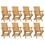 Garden chairs 8 pcs solid teak and leaf printed cushions by vidaXL, Garden chairs - Ref: Foro24-3072901, Price: 537,40 €, Dis...